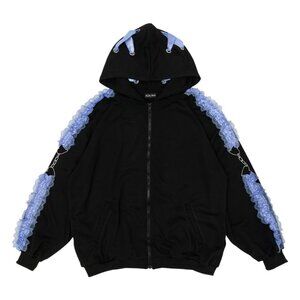 NEW ACDC RAG - Love Punk Lace & Ribbon Oversized Zip Up Hoodie